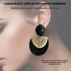 LARGE BLACK CIRCLE STATEMENT EARRINGS